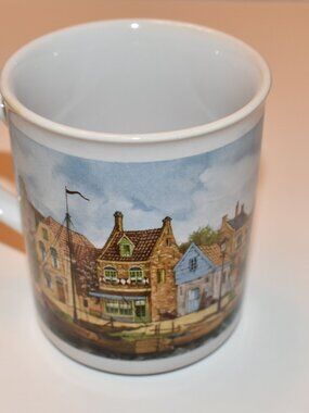Vintage 1984 Royal Schwabap Holland mug, J.C.V. Hunnik Dutch hand decorated
